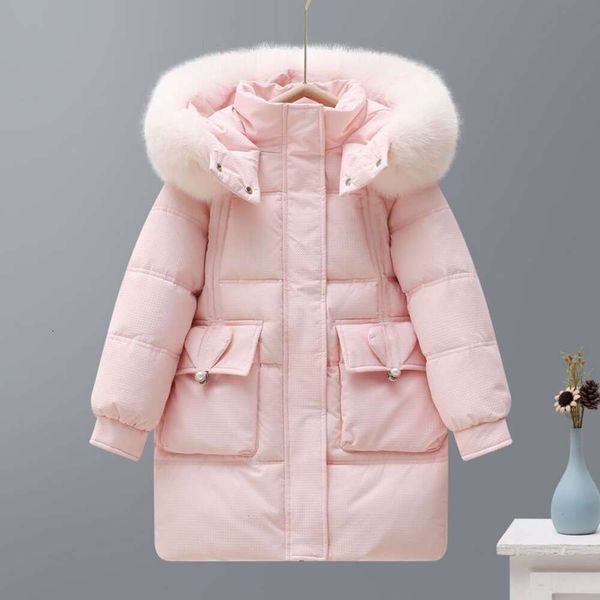 Piumino da ragazza bianco per bambina Baby Duck 2024 nuovo, lunghezza e tre prove per bambini grandi, senza lavaggio, cappotto invernale spesso