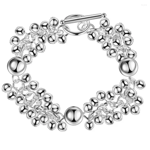 Braccialetti a maglie in argento sterling 925 placcato con ciondoli per le donne Regali di Natale Lady Fashion Classic Jewelry Uva chiara AH039