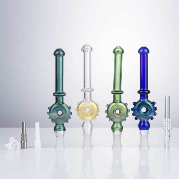 NC083 Dab Rig Rauchpfeifen Berauschende Farbe 10 mm Titankeramik Quarz Nagelclip O-Ring Swirl Airflow Glaspfeife