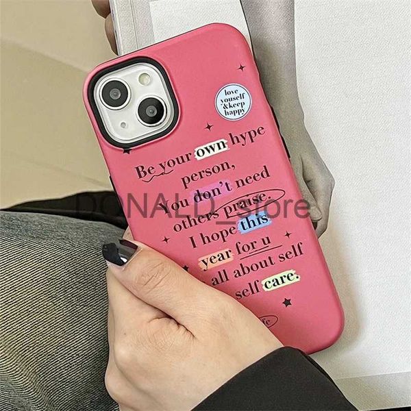 Чехлы для мобильных телефонов Creative Cute Letter Pink Girl Phone Case для iPhone 14 13 12 11 Pro Max 2 в 1 Противоударный чехол-бампер Матовая пленка Hard Shell J240118