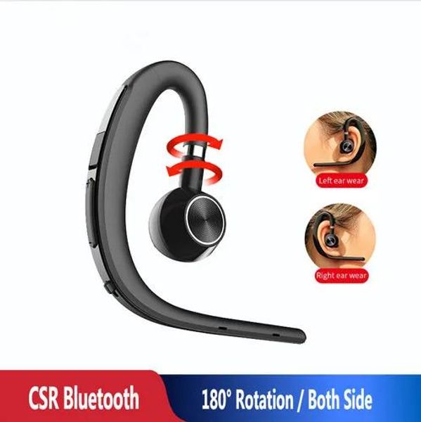 Fones de ouvido d15 bluetooth v5 fone de ouvido com microfone sem fio único earbud 180 rating para negócios condução jogos gancho