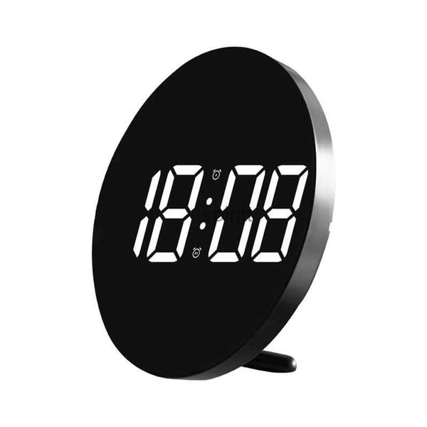 Orologi da tavolo da scrivania Orologio da parete digitale a LED da 9 pollici Modalità sensore di luce con telecomando Spegnimento Orologio da tavolo con memoria Doppio allarme a parete YQ240118