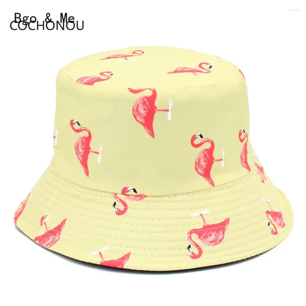 Berets 2024 Panama Eimer Hut Männer Frauen Sommer Flamingo Bob Hip Hop Gorros Angeln Fischer Hüte