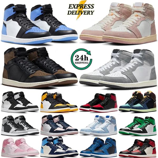 Jumpman 1s 1 Баскетбольные кроссовки University Blue Dark Mocha UNC White the ten Hyper Royal Washed Black Женщины Мужчины 1s Кроссовки Дизайнерская обувь Кроссовки Спортивные кроссовки