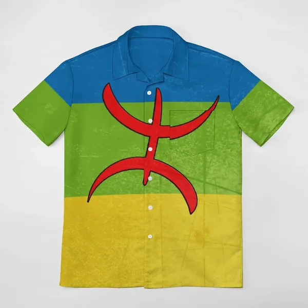 Camicie casual da uomo Novità Bandiera Amazigh - Berbero Una camicia a maniche corte T-shirt Coordinate Uscire Alta qualità Taglia USA