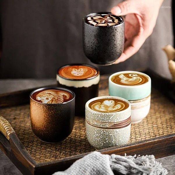 Canecas 200ml Copos de café Japonês Xícara de chá Cerâmica Caneca de cerveja Uísque Vidro Drinkware Latte cerâmico especializado