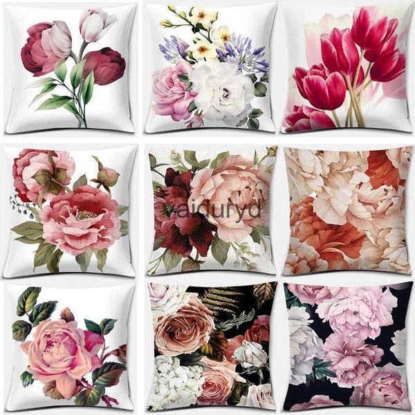 Caso de travesseiro almofadas de pelúcia almofadas moda rosa capa de almofada caso padrão de flor estilo nórdico quadrado para sofá casa escritório decoraçãovaiduryd
