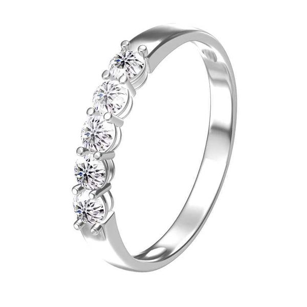 Bandringe AEAW 14 Karat Weißgold 0,1 ct 3 mm insgesamt 0,5 ctw DEF Verlobungsring mit Rundschliff WeddCVD HPHT Lab Grown Diamond Band R für Damen J240118