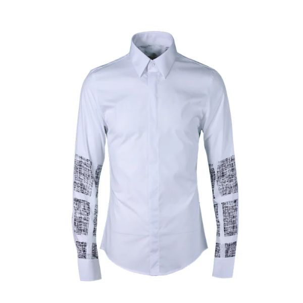 Novidade moda algodão textura quadrada impressão digital masculina atacado camisas casuais de alta qualidade plus size m l xl xxl 3xl 4xl