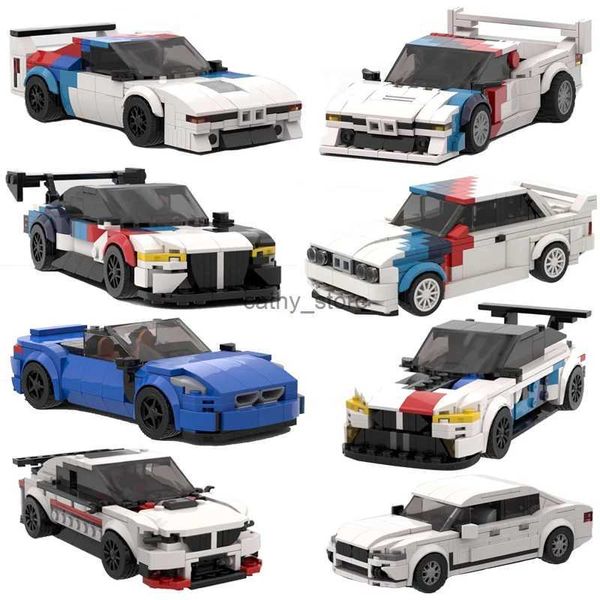 Blocos moc técnico carro velocidade campeões m1 procar m4 gt3 m3 e30 m760 supercar criativo especialista construção blcoks brinquedos para crianças giftl240118