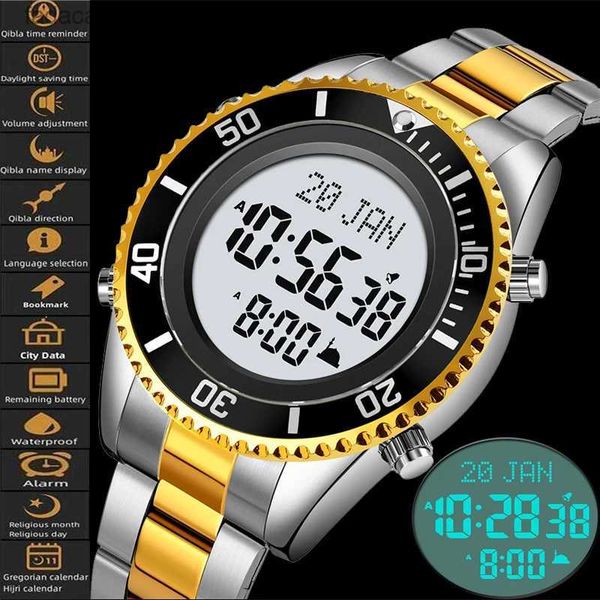 Andere Uhren Skmei Muslim Herren Sport ES LED Wasserdichter Wecker Mode Digital Handgelenk Qibla Richtung Pilgerfahrt Zeiterinnerung Q240118