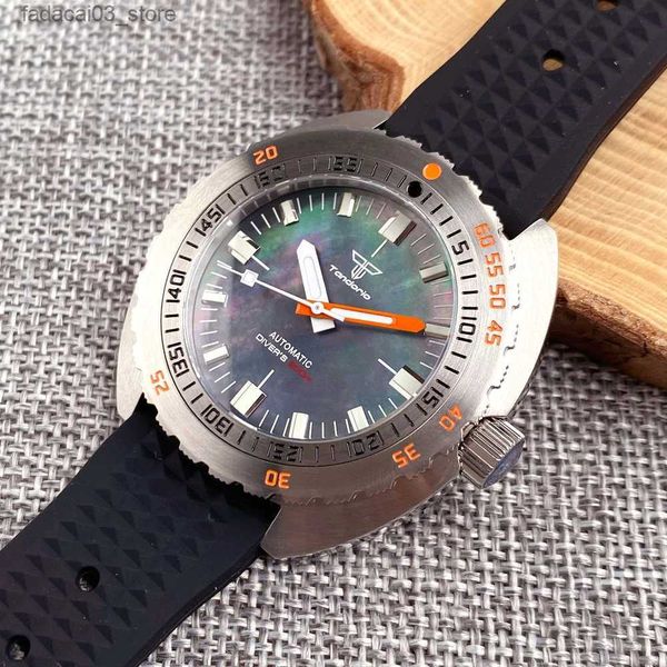 Outros relógios S NH35 Tandorio Diver Selfwinding Mechancial Homens MOP Dial Laranja Mão Aço 200m À Prova D 'Água 42mm Swim Relógio Sapphire Vidro Q240118