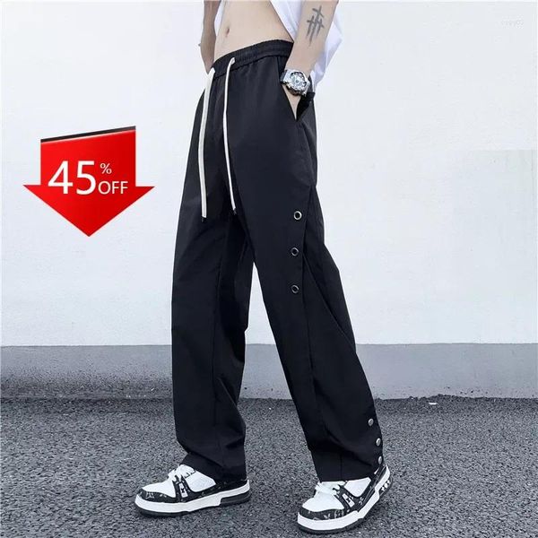 Pantaloni da uomo Y2k Pantaloni a gamba larga Sottili Alla moda Allentati Dritto Casual Jogge Nero Abbigliamento uomo Streetwear Pantaloni sportivi Pista