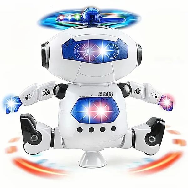 Kinder-Roboter, rotierendes Tanzspielzeug mit Musik, LED-Licht, elektronisches Laufspielzeug für Jungen und Mädchen, Geburtstag, Weihnachten, Geschenk 240117