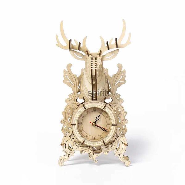 Orologi da tavolo da scrivania SIMKOOII Orologio da tavolo in legno 3D Puzzle - Orologio funzionale Elegante decorazione da tavolo Giocattolo creativo fai-da-te Regalo perfetto per la famiglia YQ240118