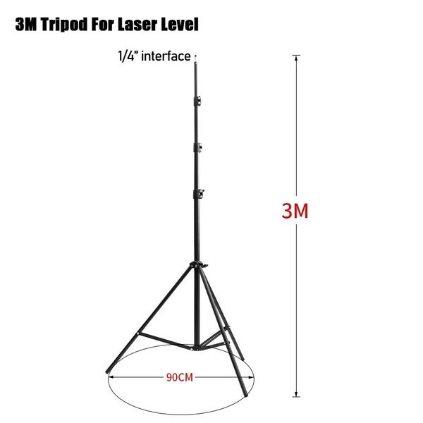 Lazer seviyesi için 3m tripod ayarlanabilir yükseklik, kendi kendine tesviye tripodu için alüminyum tripod standı