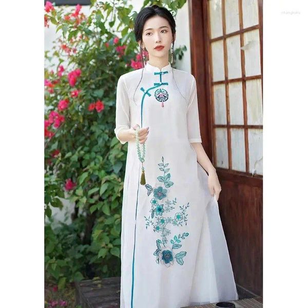 Lässige Kleider Cheongsam-Kleid Moderner eleganter chinesischer Stil 2024 Frühling/Sommer Ethnische Retro-Stickerei Verbesserung Qipao Z4615