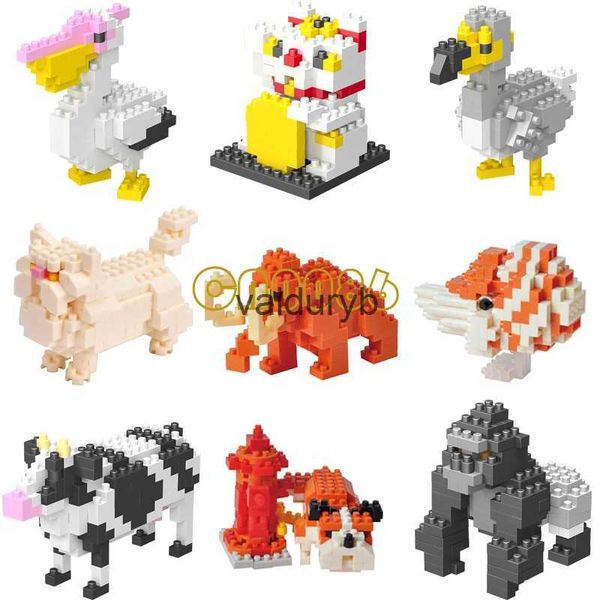 Blocos de construção mini blocos de diamante modelo animal saco tijolos cão gato alce peixe série brinquedos para ldren presentes B24-D15vaiduryb