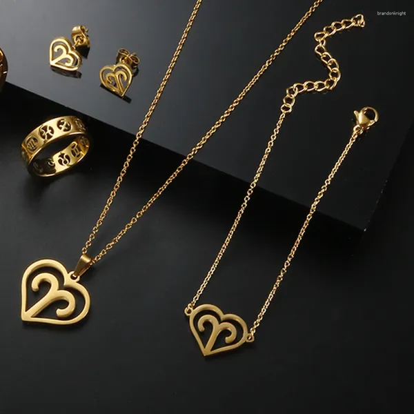 Colar brincos conjunto 12 constelações pulseira jóias para mulheres homens casal aço inoxidável signo do zodíaco charme corrente gargantilha