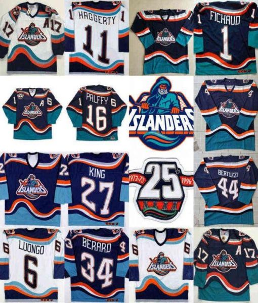 Camisa de pescador College 16 Ziggy Palffy Islanders com 25º 11 Darius Kasparaitis 14 Armstrong 44 Bertuzzi 34 Berard 51 Korolev B4187185