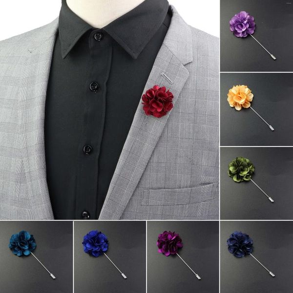 Brooches Erkekler El Yapımı Çiçek Yakası Pimi takım elbise uzun neddle kumaş çiçek broş pimleri düğün moda takı aksesuarları