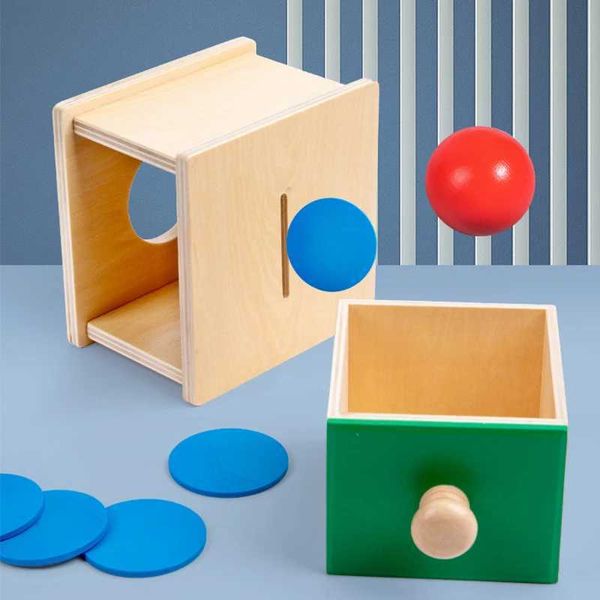 Classificação de aninhamento empilhamento brinquedos quebra-cabeças de madeira brinquedos 2 em 1 caixa de bola de moeda conjuntos jogo coordenação mão-olho agarrando treinamento montessori brinquedo para crianças 240118