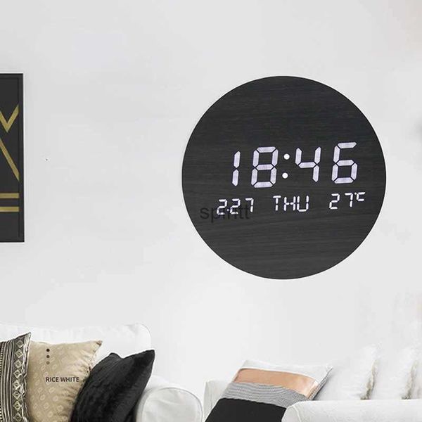 Schreibtisch Tischuhren LED Silent Wanduhr 7,5 Zoll Nordic Clock Wall Watch Tischuhren Smart Temperatur Datumsanzeige Alarm Home Office Dekoration YQ240118