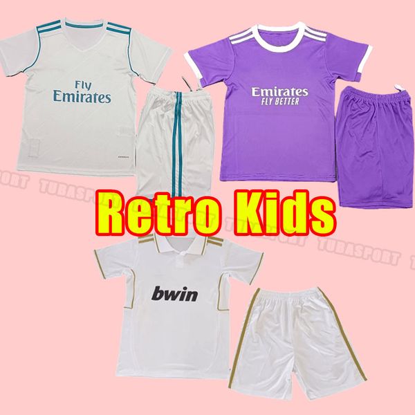 Kinder Real Madrids Retro-Fußballtrikots BALE BENZEMA MODRIC Fußballtrikots klassisches Camiseta-Heim-Auswärts-Trikot RAUL R.CARLOS 11 12 16 17 2011 2012 2016 Kind