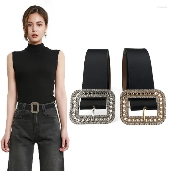 Gürtel Damen Strassgürtel Gold und Silber Dünne Schnalle mit Diamantausschnitt Mode Luxus Jeans Accessoires Retro Gothic Stil