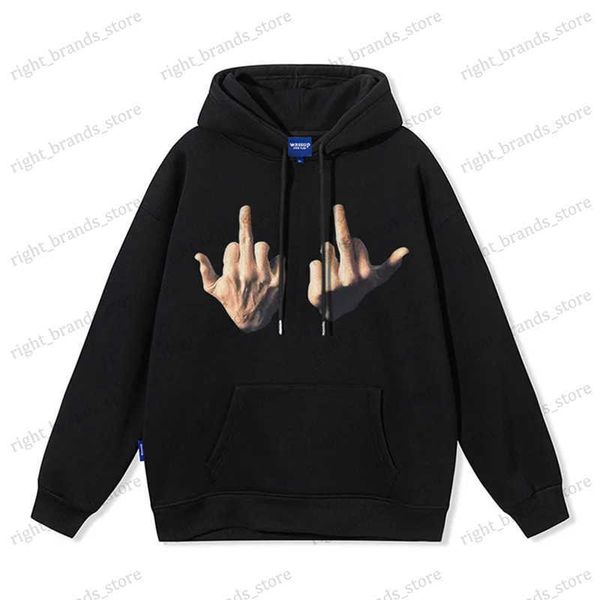 Herren Hoodies Sweatshirts Neue Mittelfinger Bedruckte Baumwolle Hoodies Frühling Herbst Männer Frauen Pullover Langarm Pullover Y2k Kleidung Lose Hoodie Streetwear T240118