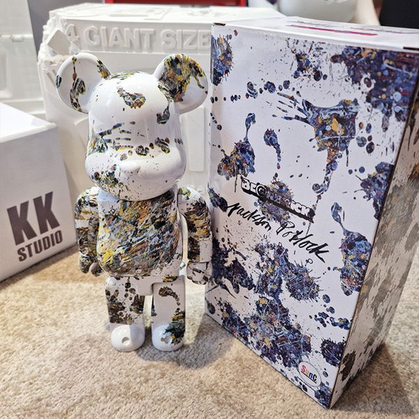 Giochi Hot_Selling 400% 28CM Bearbrick L'ABS Splash-ink Moda orso Chiaki figure Giocattolo per collezionisti Bearbrick Art Work modello decorazione giocattoli regali