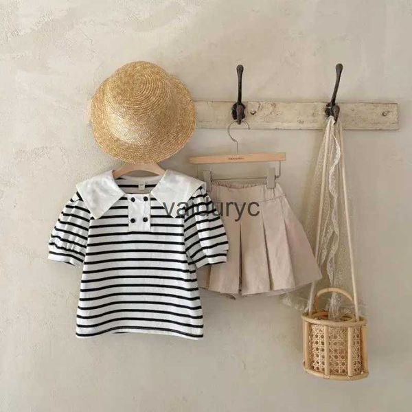 Kleidung Sets 2023 Sommer Neue Baby Mädchen Kurzarm Gestreiften Sailor Kragen T Shirts Fashion Solid Röcke ldren Shorts Culottevaiduryc