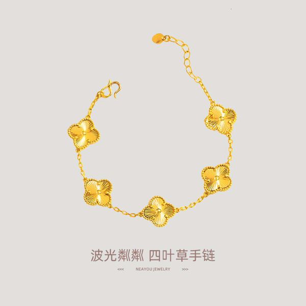 vanty cleefty Vietnamesisches Sand-Gold-Klee-Armband, Simulations-Gold-Glücksgras-Mode-Laser-Klee-Armband