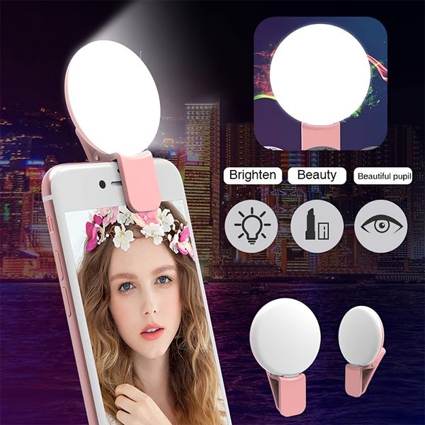 Luce ad anello per selfie, luce di riempimento per selfie portatile con clip, luce di riempimento a LED a batteria per telefono cellulare