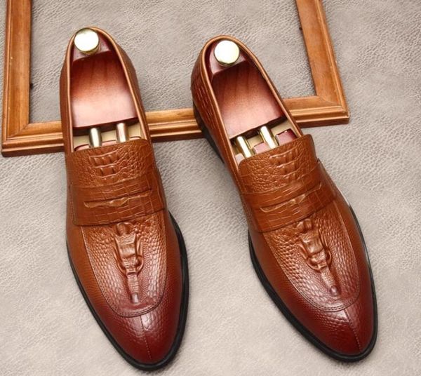 Scarpe da uomo designer scarpe vere emette in pelle Modello di alligatore in pelle business moca