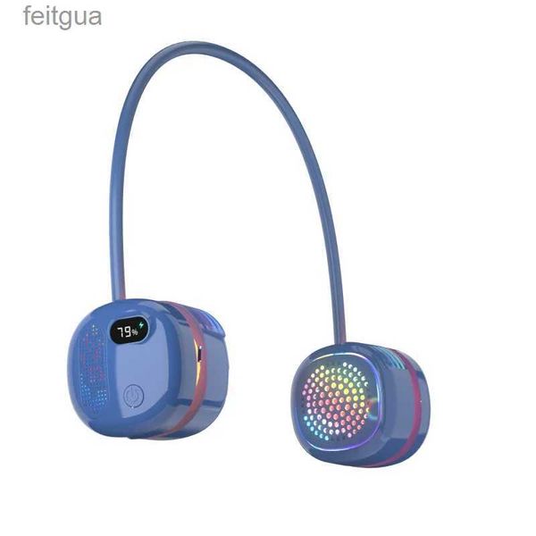 Elektrische Ventilatoren Mini-Hängehalsventilator Tragbarer USB-Klappflügelloser Nackenbügelventilator Kühler Tragbarer Sport-Sommerventilator mit Nachtlampe LED-Anzeige YQ240118