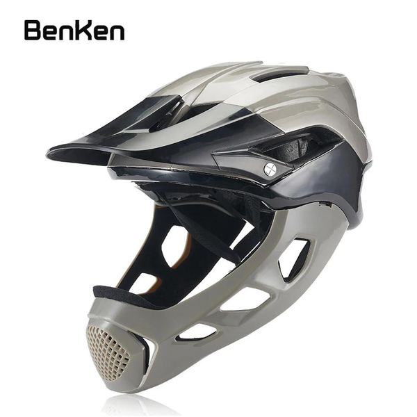 Ausrüstung Benken Professional Offroad Cycling -Helmabwärtsabzugsabnehmbarer Vollface -Helm Motorrad Mountain MTB Sportkopfschutz