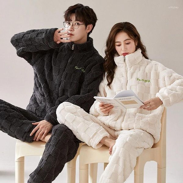 Indumenti da notte da donna Autunno e inverno 2024 Pigiama di grande marca Coppia Set Donna Corallo in pile Flanella Homewear da uomo Pigiama Para Parejas