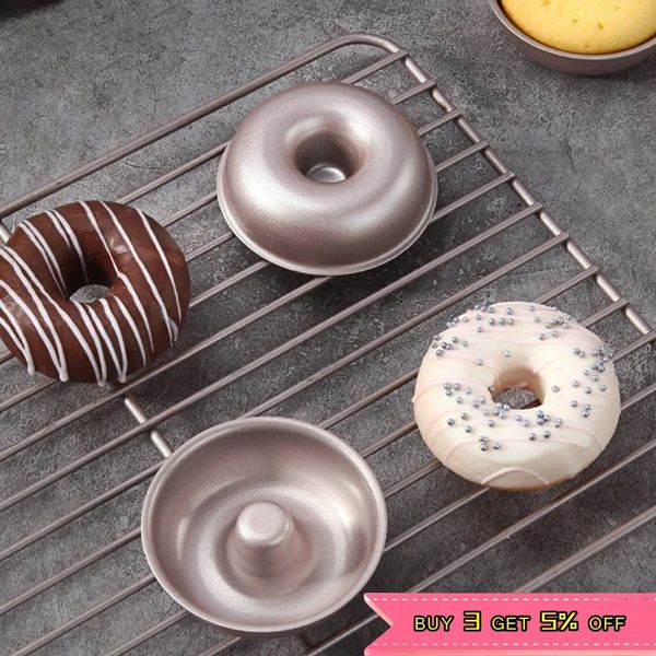 24pcs Chefmade Mini Panelas de Bolo Donut 3 Polegada Anel Antiaderente Donut Bakeware para Forno e Panela Instantânea Cozimento Champanhe Ouro 240117