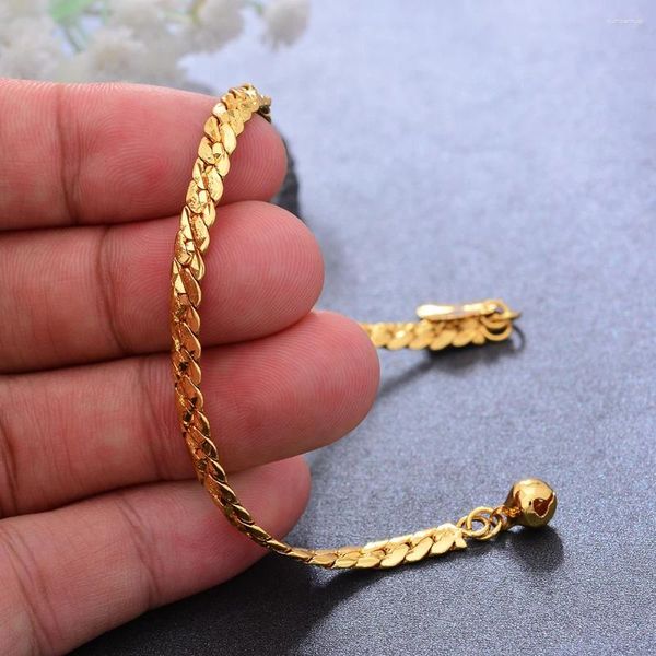 Link pulseiras 18cm na moda corrente cor de ouro pulseira para homem/mulher curb cubano Davieslee amante jóias