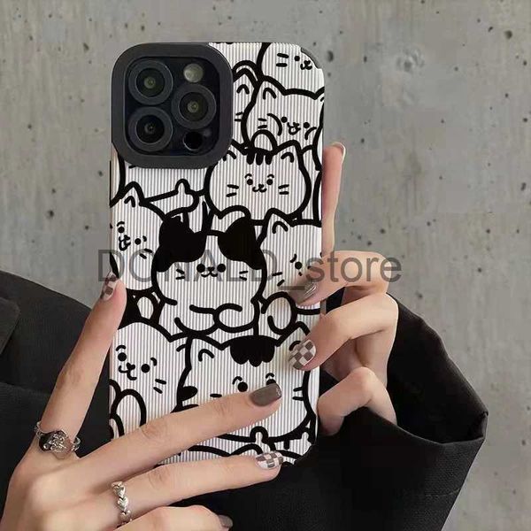 Casos de telefone celular bonito gato coelho leopardo urso animal padrão soft case para iphone 11 12 13 14 15 pro max 15 14plus 12 13 mini x xr xs max 7 8plus j240118