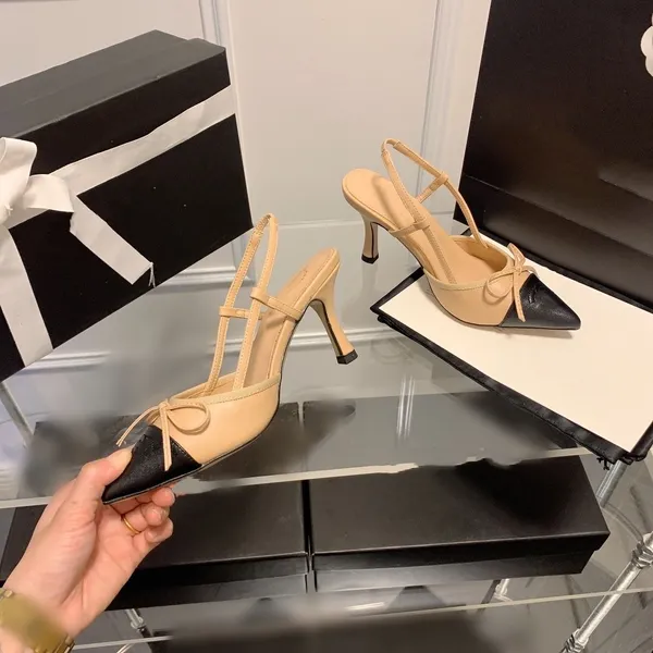 Sandali firmati da donna di moda beige nero lettera C tacchi alti scarpe da sera da donna da ufficio scarpe da sera formali sandali da ballo con tacchi firmati da sposa