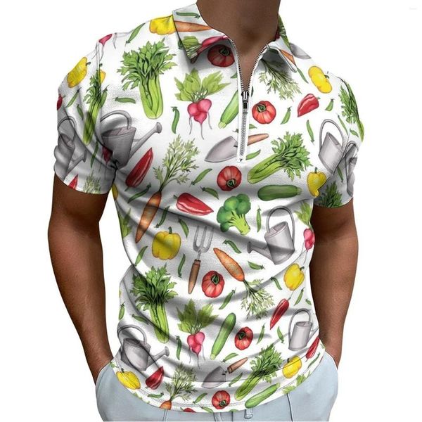 Polos masculinos rabanetes imprimir camisas polo dos homens verão vegetal camisa casual estética t-shirts de manga curta gráfico roupas de grandes dimensões