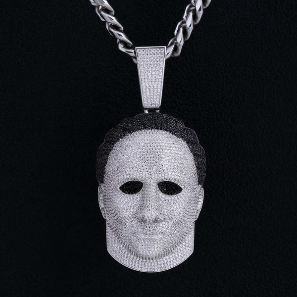 KRKC CO Personalizzato Horror Spaventoso Fantasma Halloween Gioielli Hip Hop Regalo Michael Myers Maschera Ciondolo di Halloween