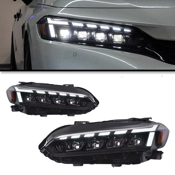 Faróis para honda civic 11th 20 22-2024 rs5 estilo farol led sinal drl completo led projetor cabeça lâmpada conjunto