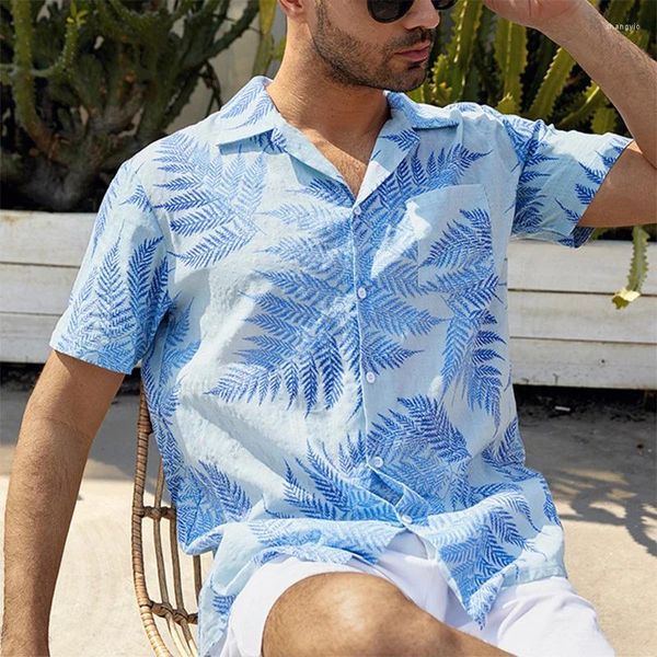 Camisas casuais masculinas havaiano gráfico impresso camisa de manga curta streetwear luxo turn-down colarinho botões premium S-3XL 2024