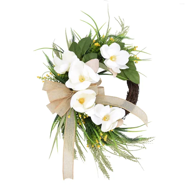 Dekorative Blumen, 50 cm, simulierte weiße Magnolien, Frühlingskranz, Mehrzweck-Seidengirlande für Hochzeit, Zuhause, Außen- und Innendekoration