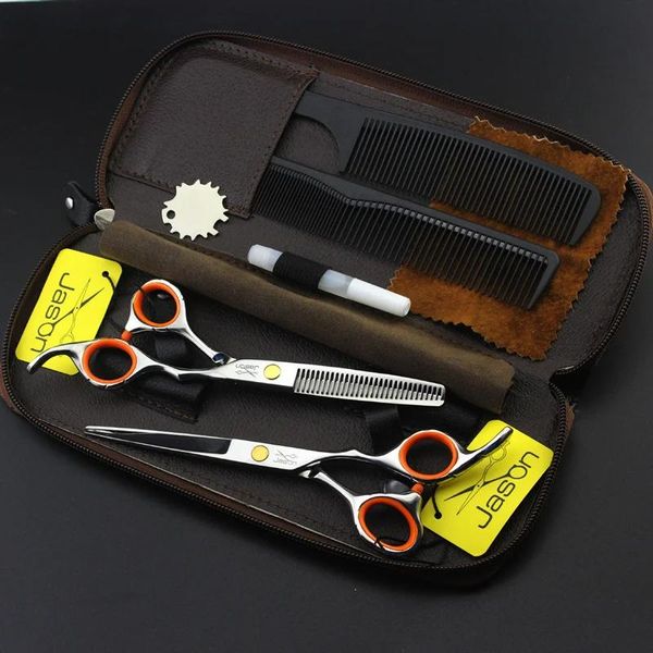 Schere 2 Schere + Tasche + Kamm Japan Hochwertige Jason 5,5/6,0 Zoll Professionelle Friseurschere Haarschneide-Friseurscheren-Set Salon