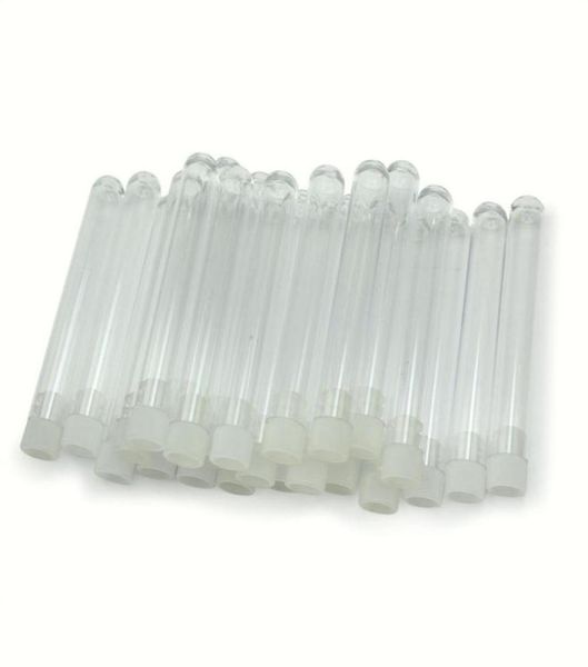 Ganze 25 Stück süße, durchsichtige, leere Reagenzgläser aus Kunststoff mit weißen Kappen, Stopfen und Wunschnachricht-Fläschchen-Behälter, Cra3885693