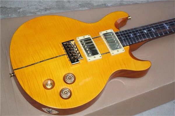 Chitarra elettrica personalizzata Santana ll Yellow Quilt Maple di alta qualità Reed Smith 24 tasti prodotta in Cina